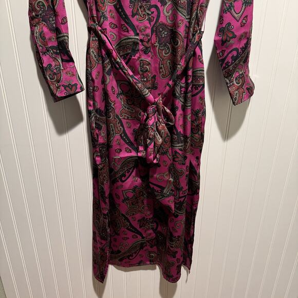 Lauren Ralph Lauren Pink Paisley Shirt Dress Belted Size 14 - Picture 3 of 8